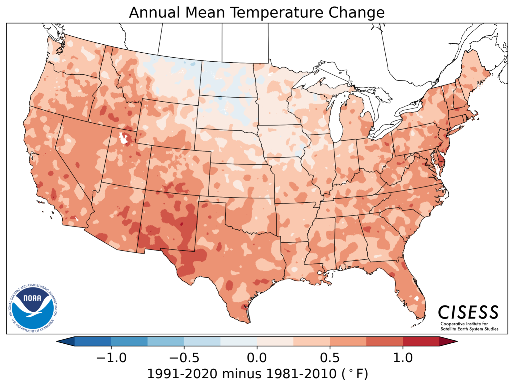 Average mean temperature change